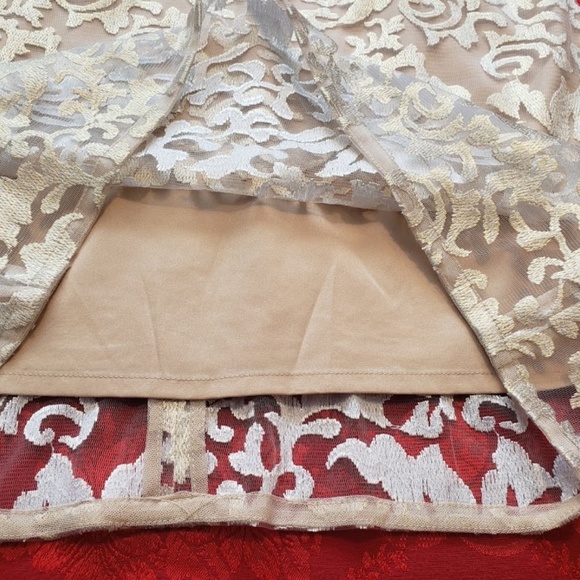 Carmen Marc Valvo Infusion Foiled Lace Shift Dress - Picture 7 of 7